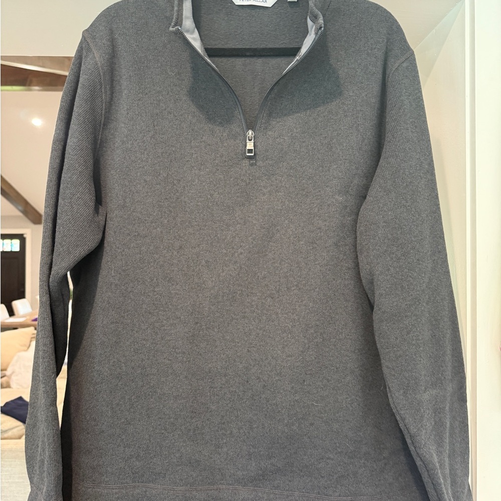 Peter Millar Men's Zip-Front Sweater in Charcoal Gray